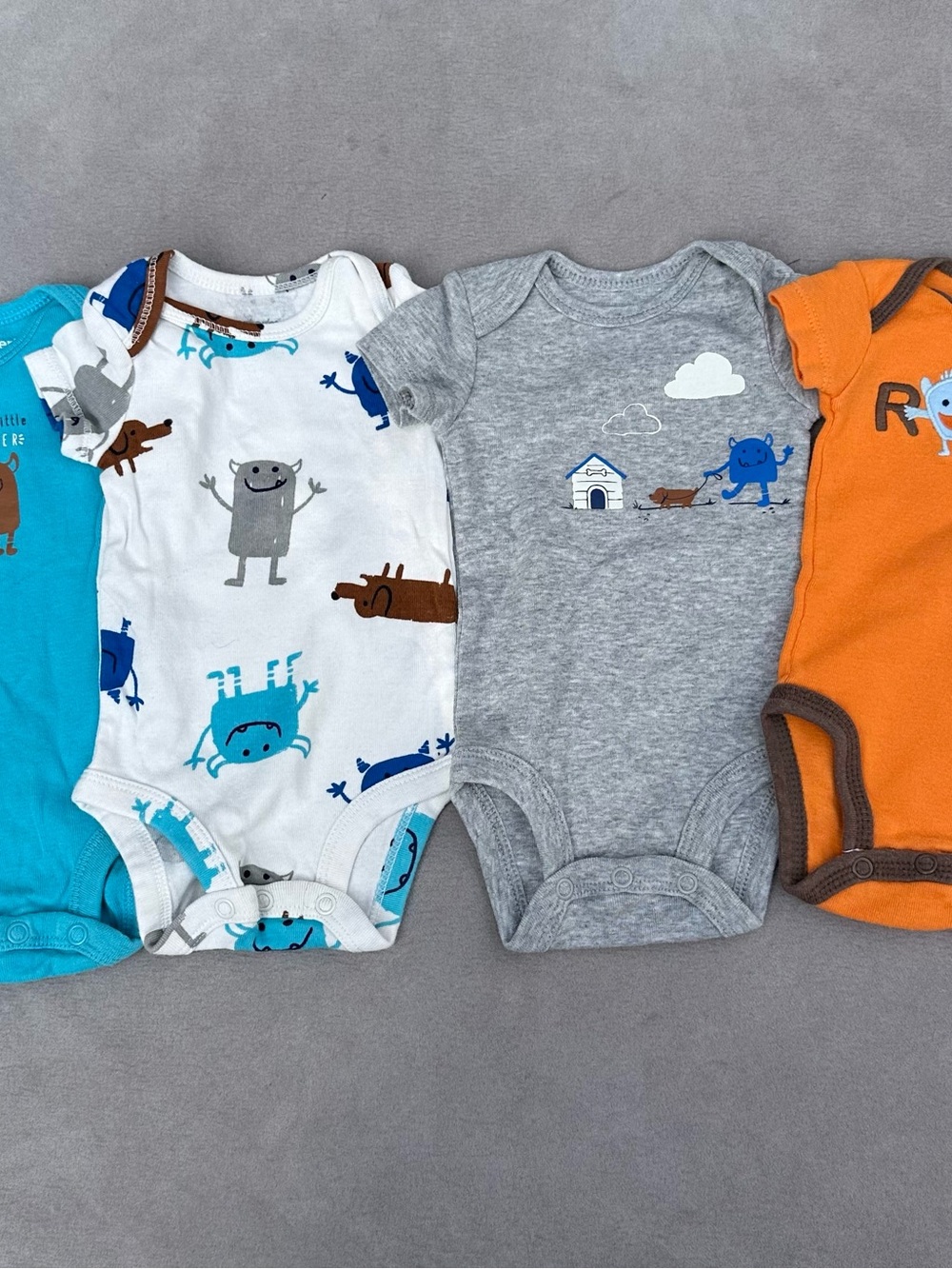 Carter's Baby One-Piece Bodysuit Set - Blue, Gray, White, Orange
